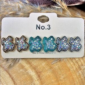 Texas Girl Two-Tone & Patina Studs 3 Pairs